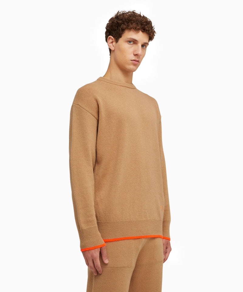 Brown MSGM Round Neck Jumper In Wool And Cashmere | USA_MSGM61719