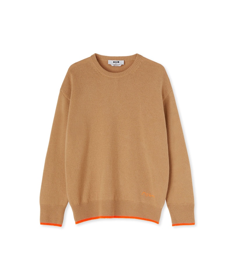 Brown MSGM Round Neck Jumper In Wool And Cashmere | USA_MSGM61719