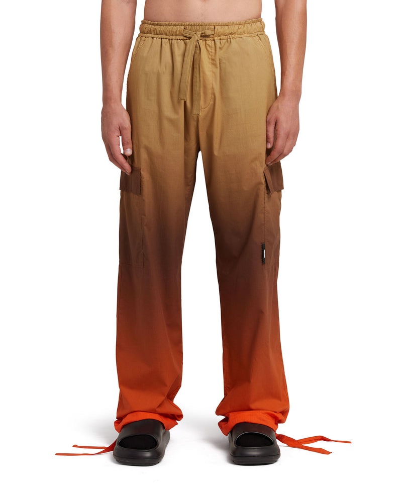 Brown / Orange MSGM Faded Print Poplin Cargo Pants | USA_MSGM64997