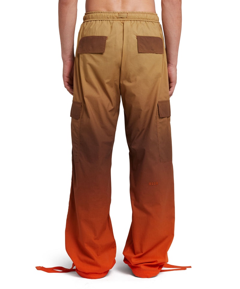 Brown / Orange MSGM Faded Print Poplin Cargo Pants | USA_MSGM64997