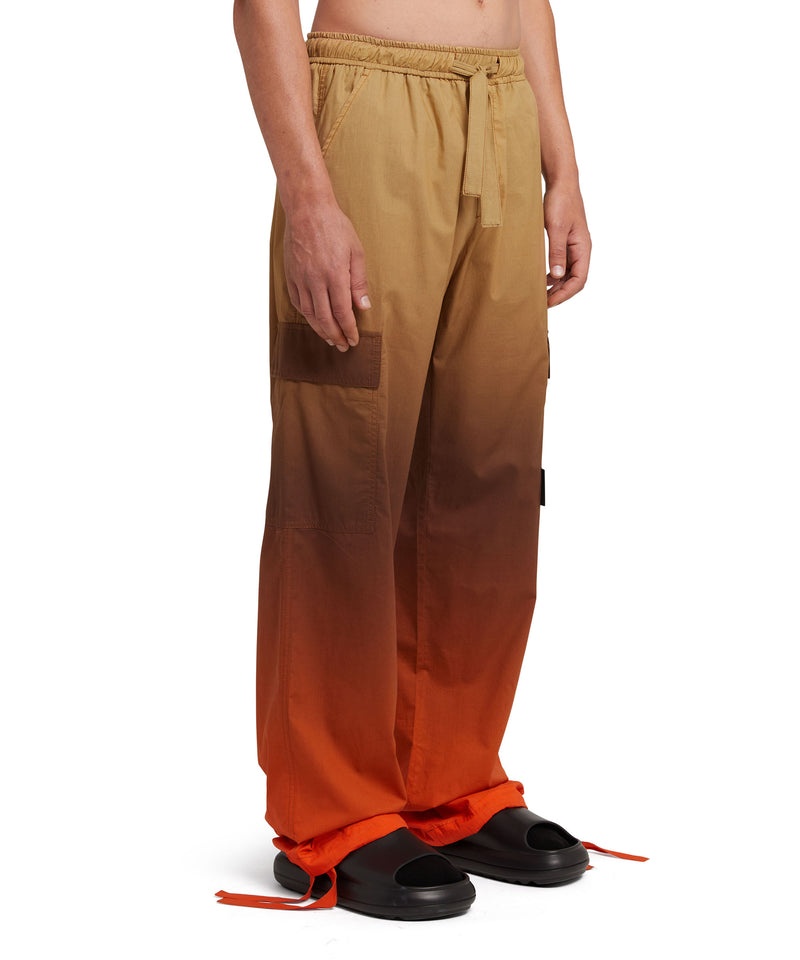 Brown / Orange MSGM Faded Print Poplin Cargo Pants | USA_MSGM64997