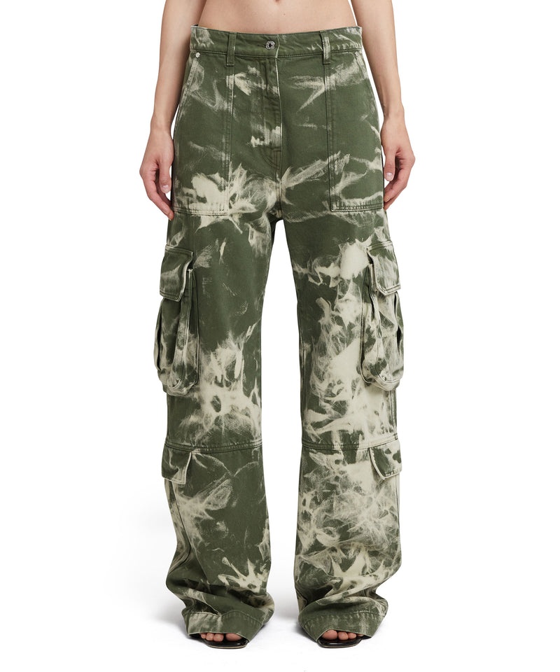 Green MSGM Cargo Pants With Marbleized Tie-dye Treatment | USA_MSGM80302