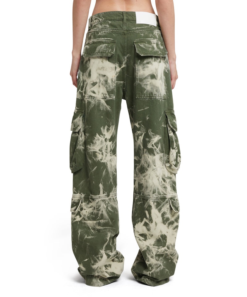 Green MSGM Cargo Pants With Marbleized Tie-dye Treatment | USA_MSGM80302