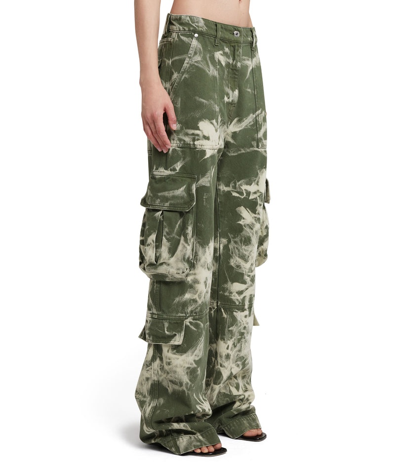 Green MSGM Cargo Pants With Marbleized Tie-dye Treatment | USA_MSGM80302