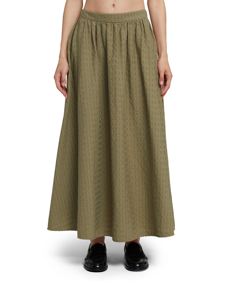 Green MSGM Cotton Seersucker Roomy Skirt | USA_MSGM40059