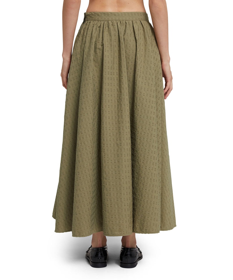 Green MSGM Cotton Seersucker Roomy Skirt | USA_MSGM40059