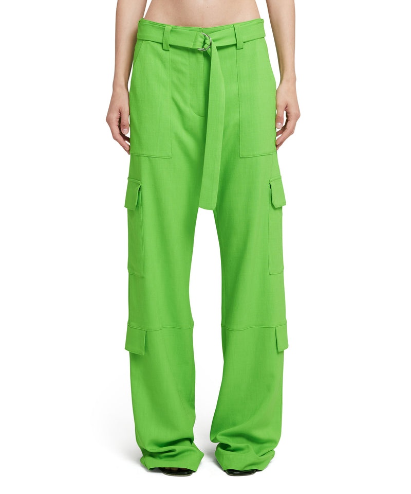 Green MSGM Flamed Viscose Canvas Cargo Pants | USA_MSGM55001