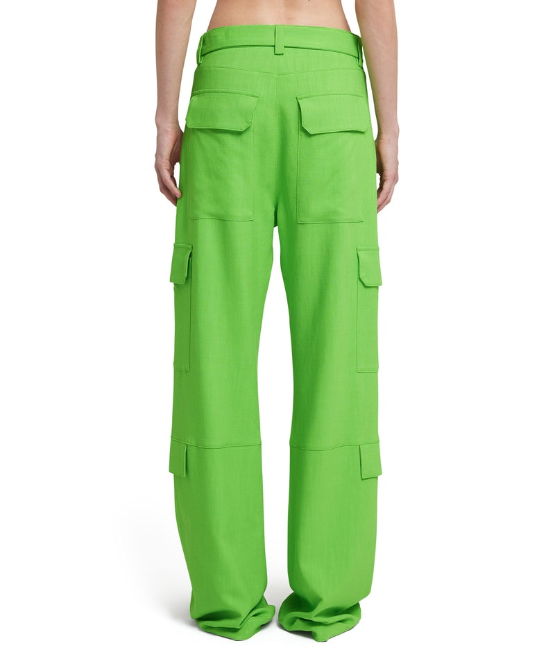 Green MSGM Flamed Viscose Canvas Cargo Pants | USA_MSGM55001