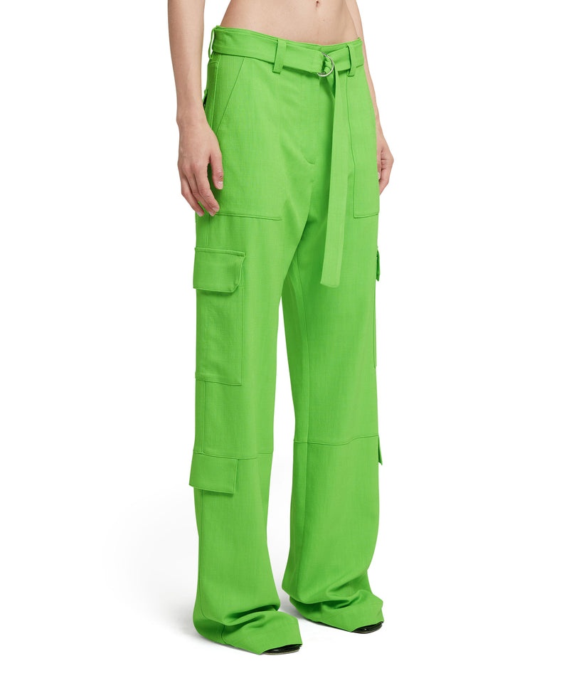 Green MSGM Flamed Viscose Canvas Cargo Pants | USA_MSGM55001