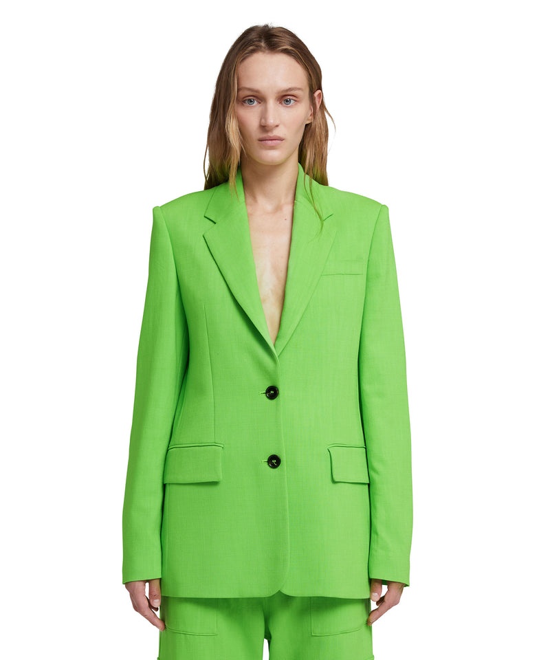 Green MSGM Flamed Viscose Canvas Regular Single-breasted Jacket | USA_MSGM84774