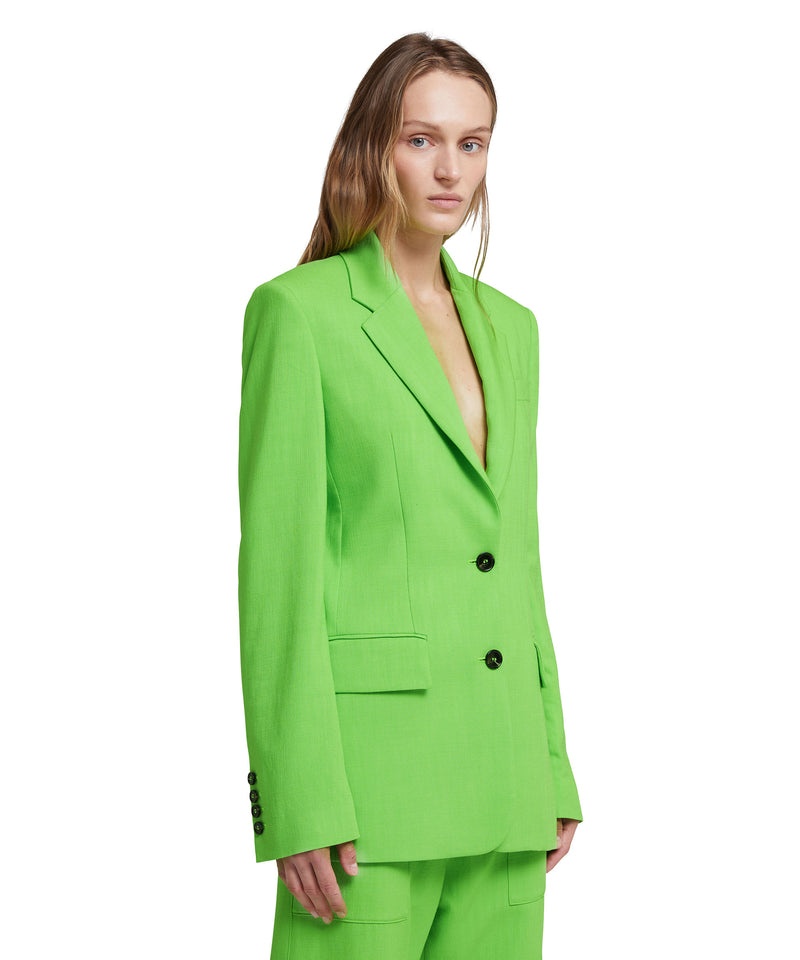 Green MSGM Flamed Viscose Canvas Regular Single-breasted Jacket | USA_MSGM84774