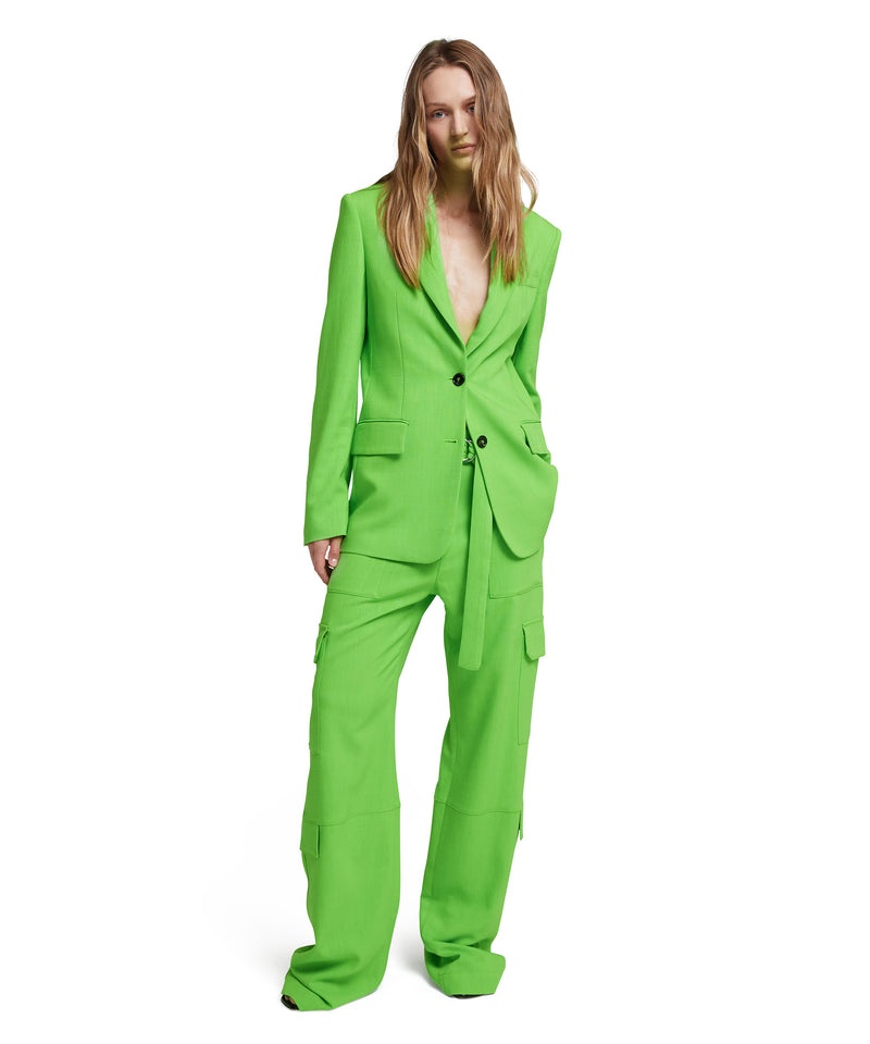 Green MSGM Flamed Viscose Canvas Regular Single-breasted Jacket | USA_MSGM84774