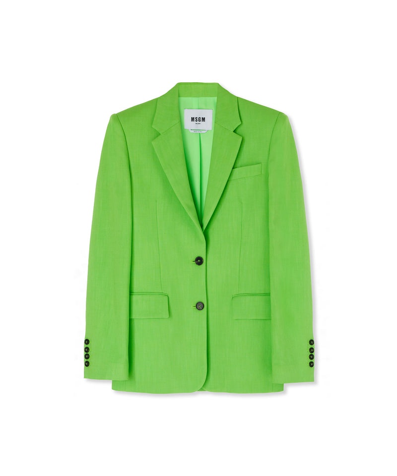 Green MSGM Flamed Viscose Canvas Regular Single-breasted Jacket | USA_MSGM84774