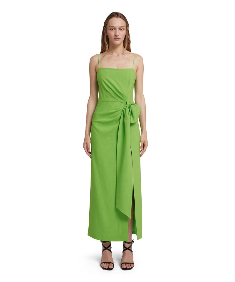 Green MSGM Flamed Viscose Canvas Slip With Knotted Waist | USA_MSGM69120