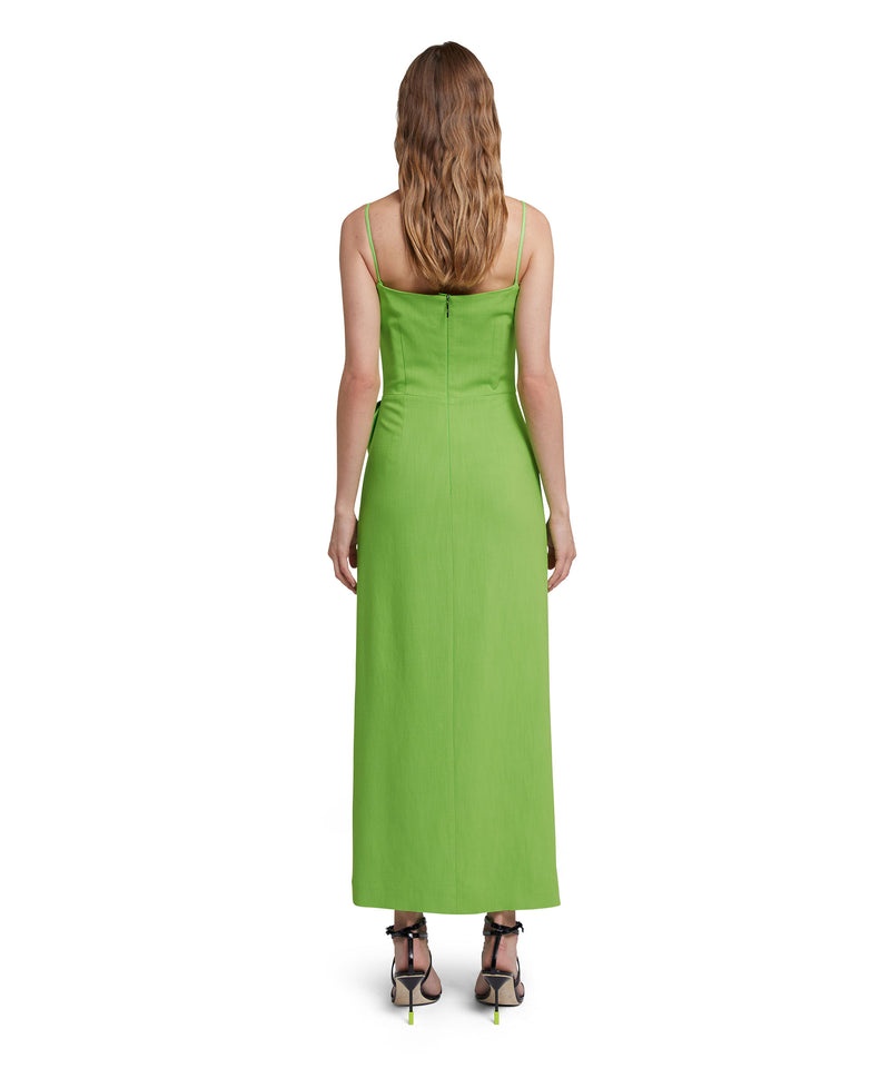 Green MSGM Flamed Viscose Canvas Slip With Knotted Waist | USA_MSGM69120