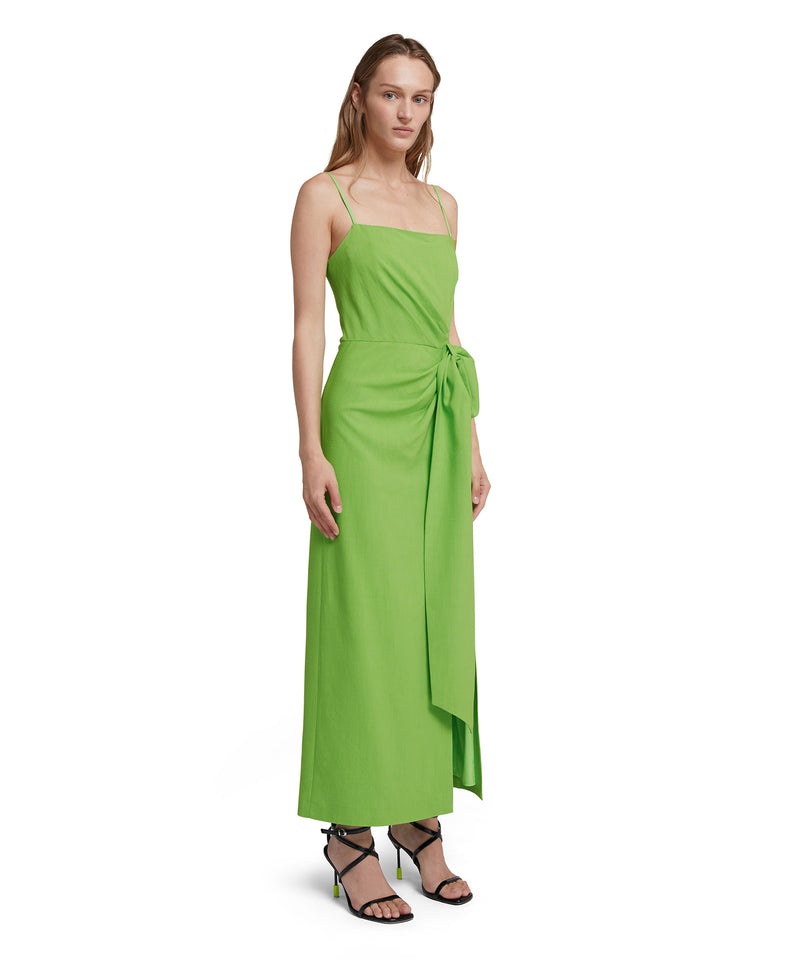 Green MSGM Flamed Viscose Canvas Slip With Knotted Waist | USA_MSGM69120