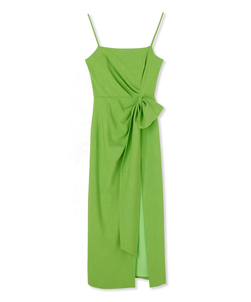 Green MSGM Flamed Viscose Canvas Slip With Knotted Waist | USA_MSGM69120