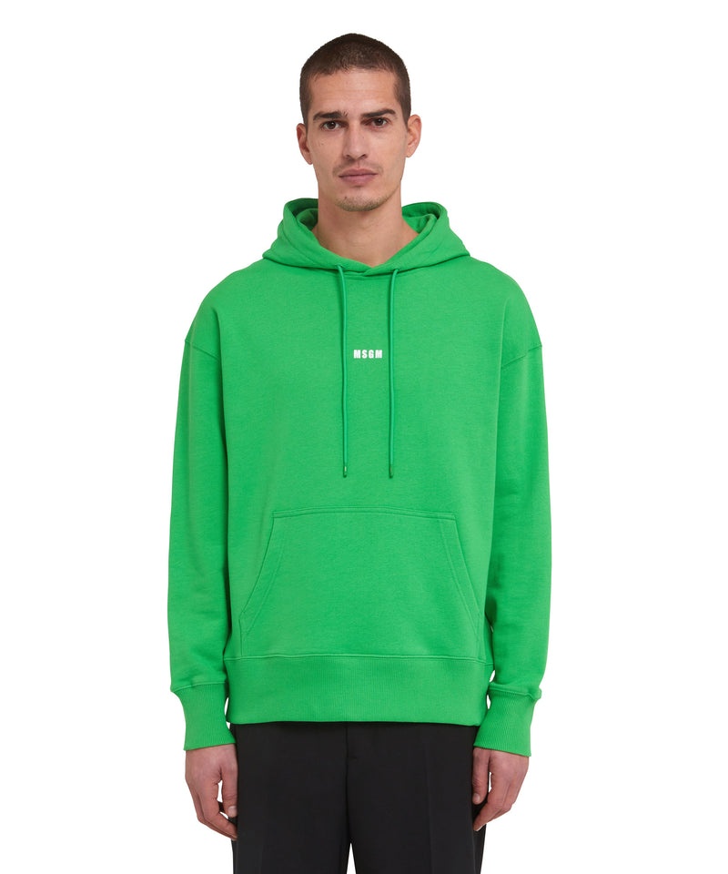 Green MSGM Hooded Sweatshirt With Impact Mini Logo | USA_MSGM54396