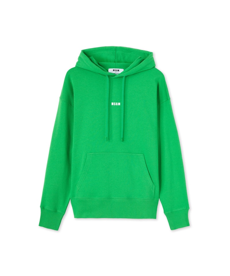 Green MSGM Hooded Sweatshirt With Impact Mini Logo | USA_MSGM54396