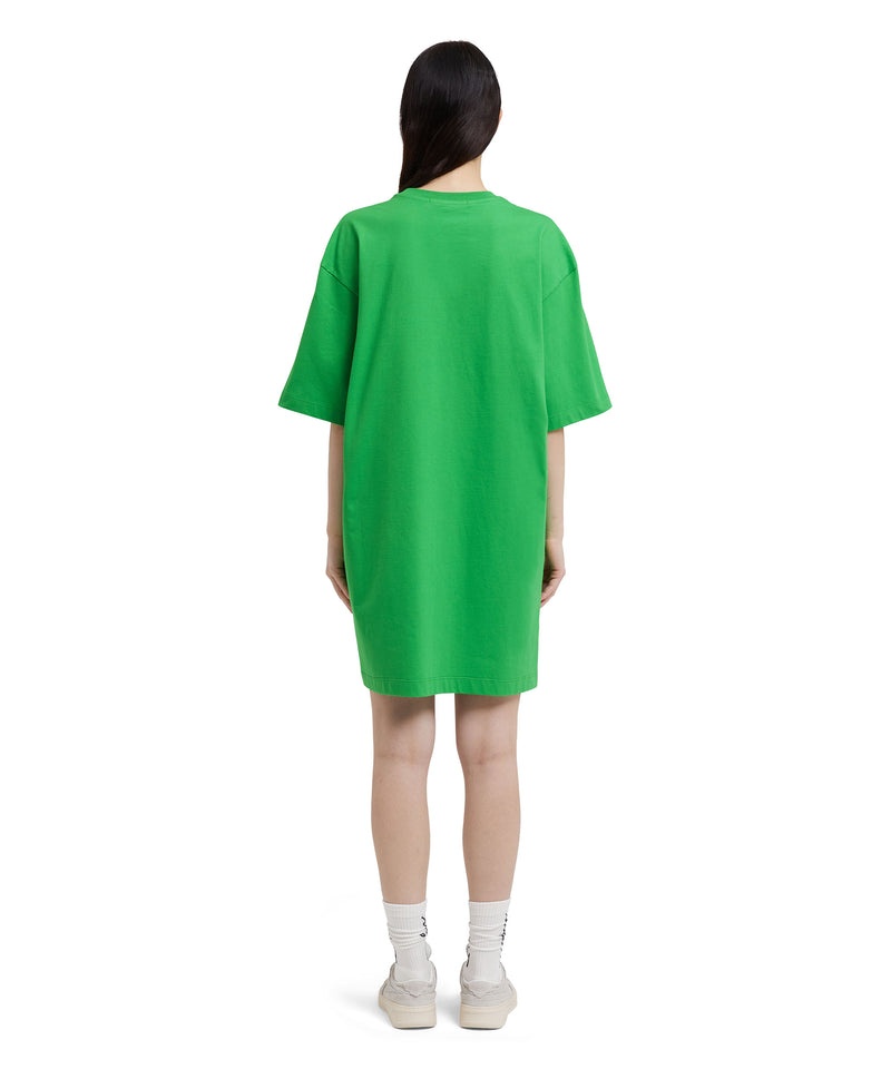 Green MSGM Long T-shirt With Brushstroke Logo | USA_MSGM75287