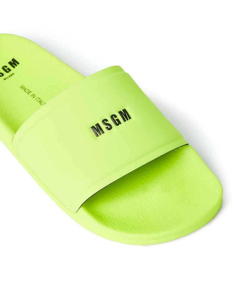 Green MSGM Pool Slippers With Msgm Micro Logo | USA_MSGM10892