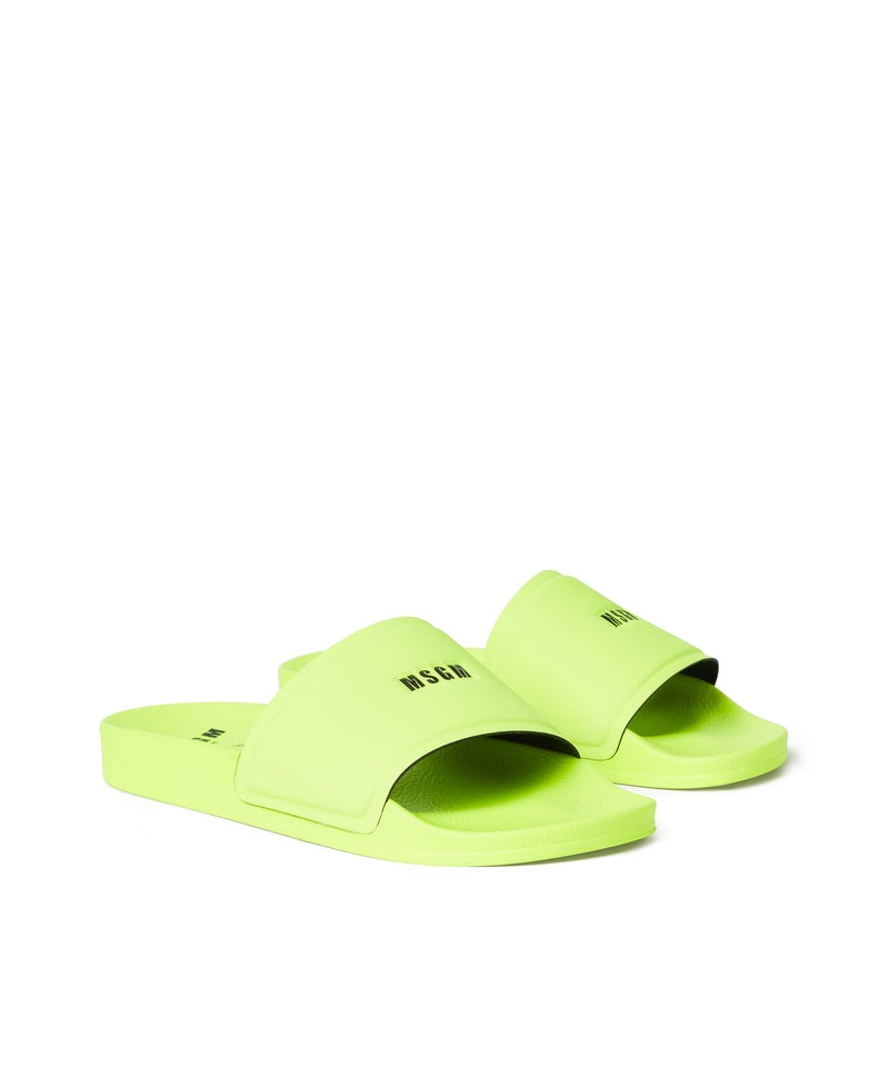 Green MSGM Pool Slippers With Msgm Micro Logo | USA_MSGM74274