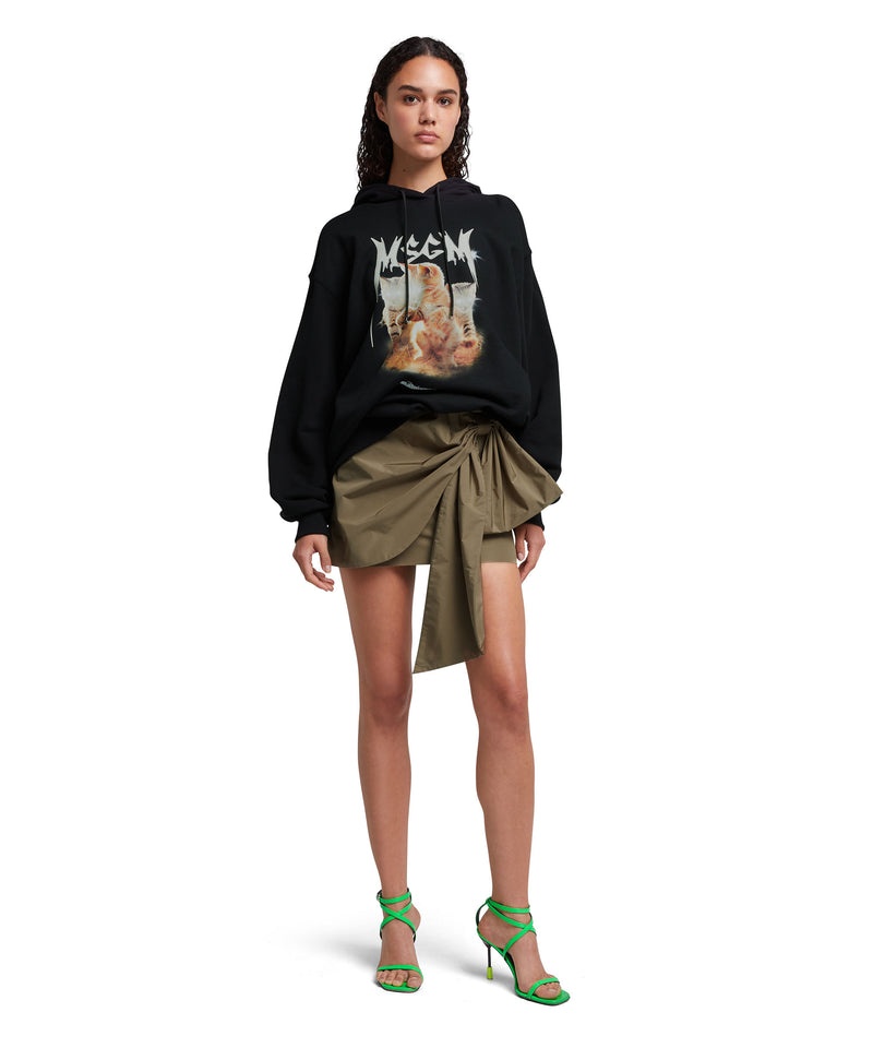 Green MSGM Taffetà Draped Mini Skirt With Bow | USA_MSGM10734