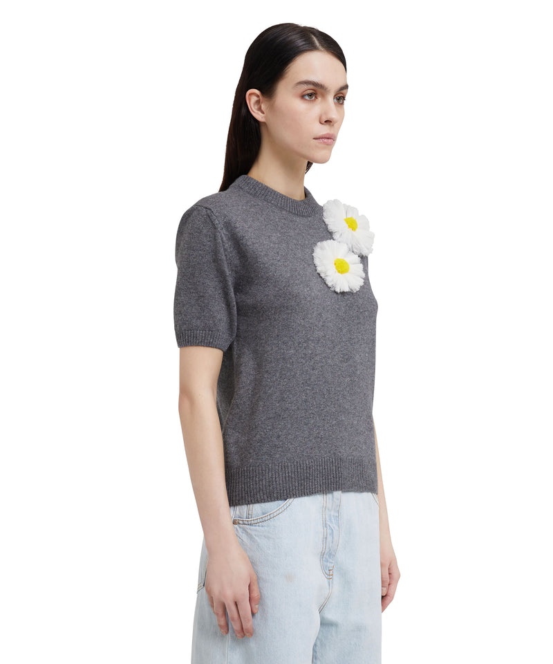 Grey MSGM Blended Cashmere Daisies Application | USA_MSGM74738