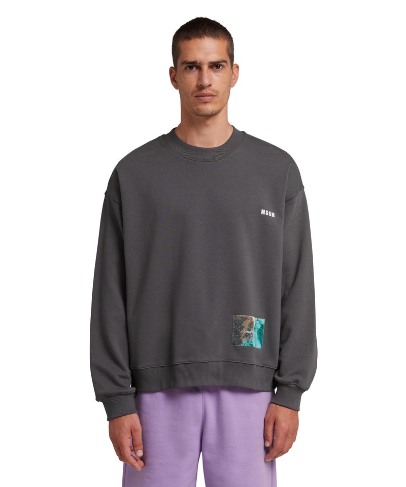 Grey MSGM Fantastic Green Inverse Series Organic Cotton Sweatshirt | USA_MSGM93779