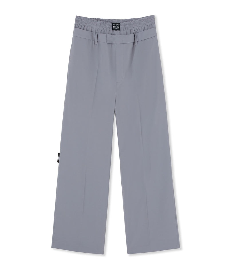 Grey MSGM Flamed Viscose Canvas Double-belted Pants With Elastic Waistband | USA_MSGM22219