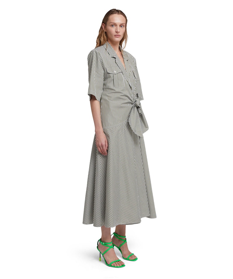 Grey MSGM Poplin Midi With Bowed Waistline | USA_MSGM52993