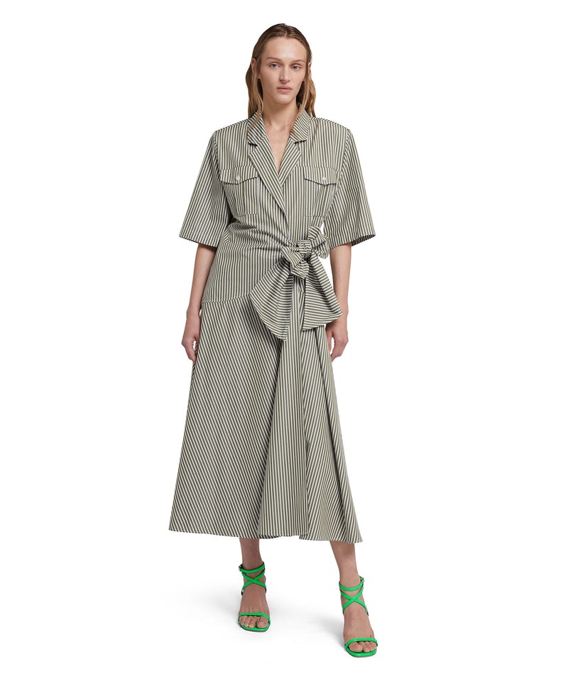 Grey MSGM Poplin Midi With Bowed Waistline | USA_MSGM52993