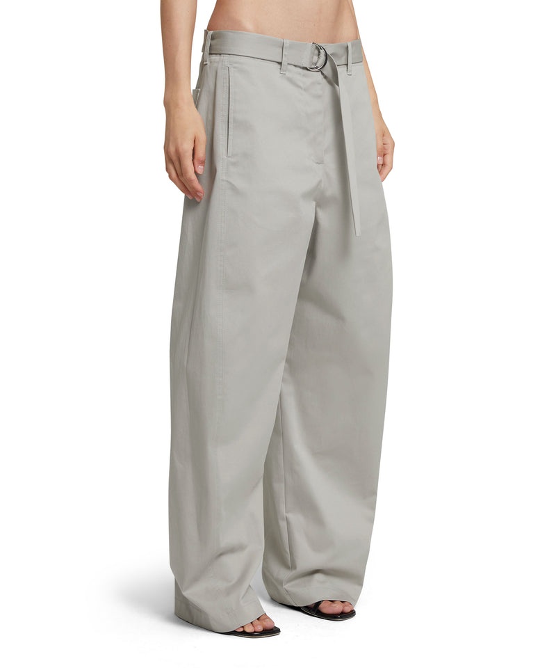 Grey MSGM Stretch Cotton Gabardine Pants With Belted Waist | USA_MSGM42238