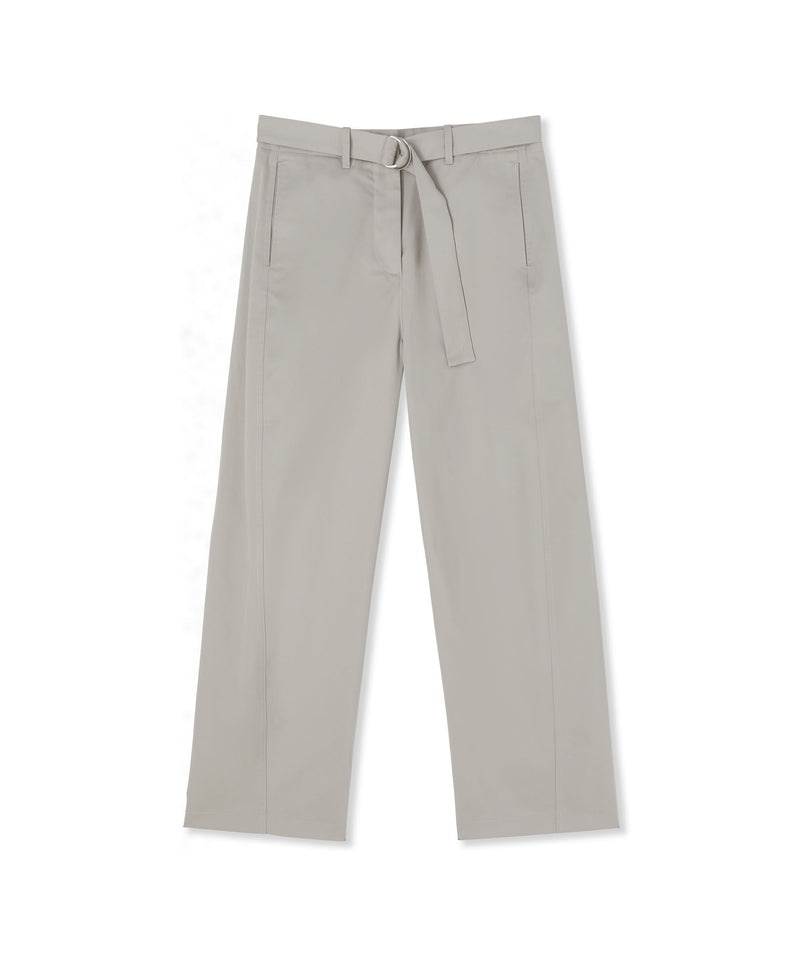 Grey MSGM Stretch Cotton Gabardine Pants With Belted Waist | USA_MSGM42238