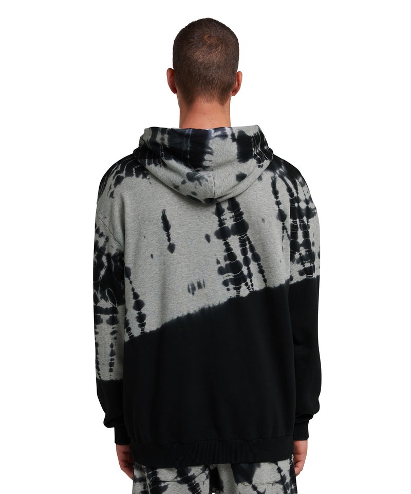 Grey / Black MSGM Hooded Sweatshirt With New Brushstroke Logo And Tie-dye Treatment | USA_MSGM21321