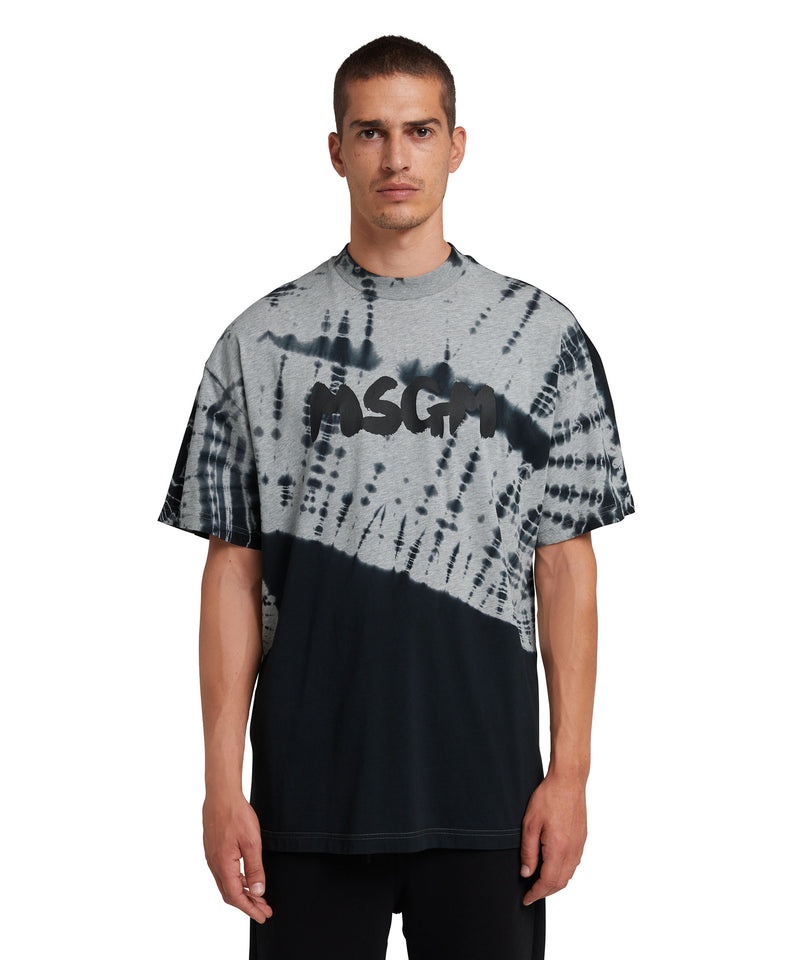 Grey / Black MSGM New Brushstroke Logo And Tie-dye Treatment | USA_MSGM12841