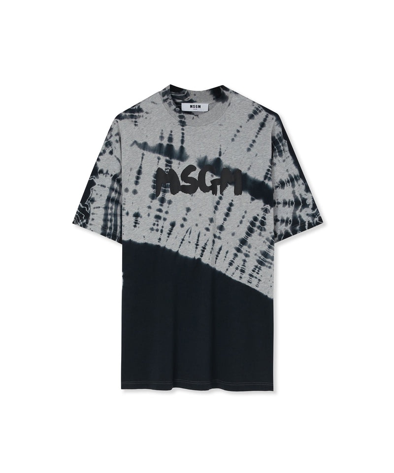 Grey / Black MSGM New Brushstroke Logo And Tie-dye Treatment | USA_MSGM12841