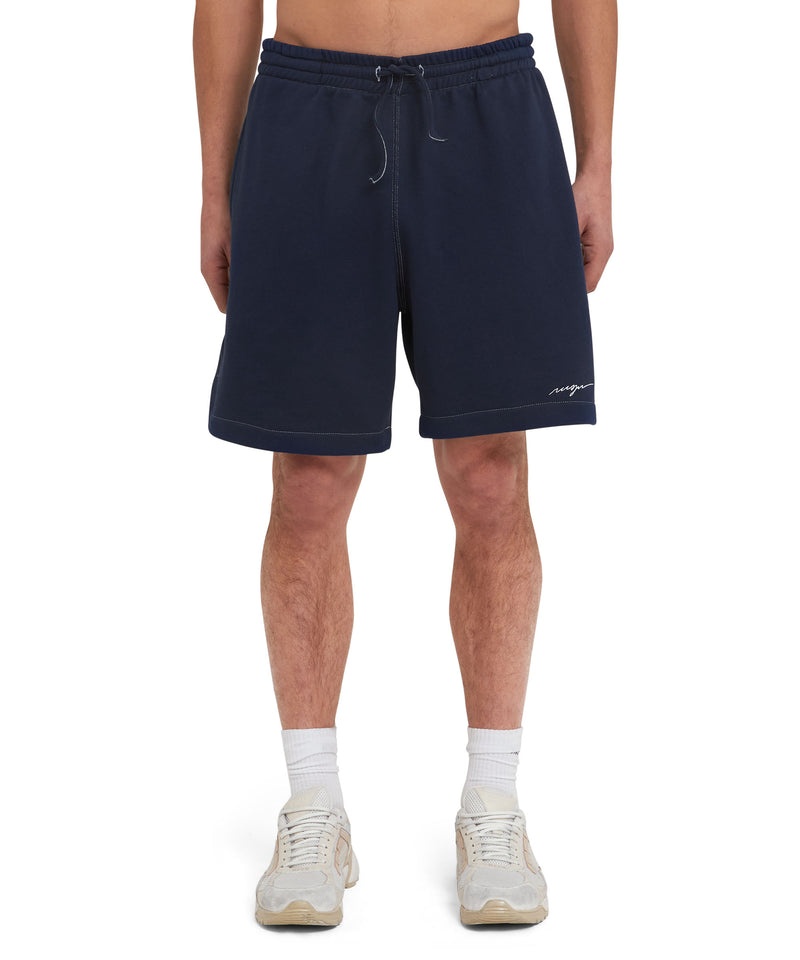 Navy MSGM Sweat Shorts With Embroidered Logo | USA_MSGM23623