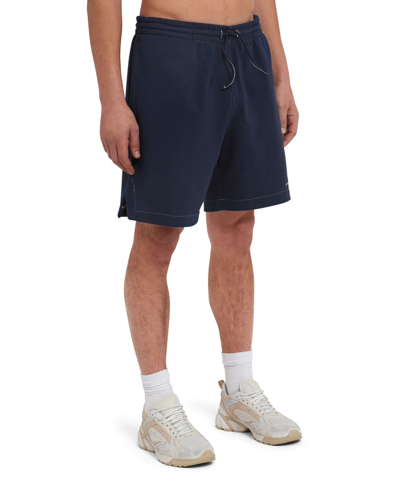 Navy MSGM Sweat Shorts With Embroidered Logo | USA_MSGM23623