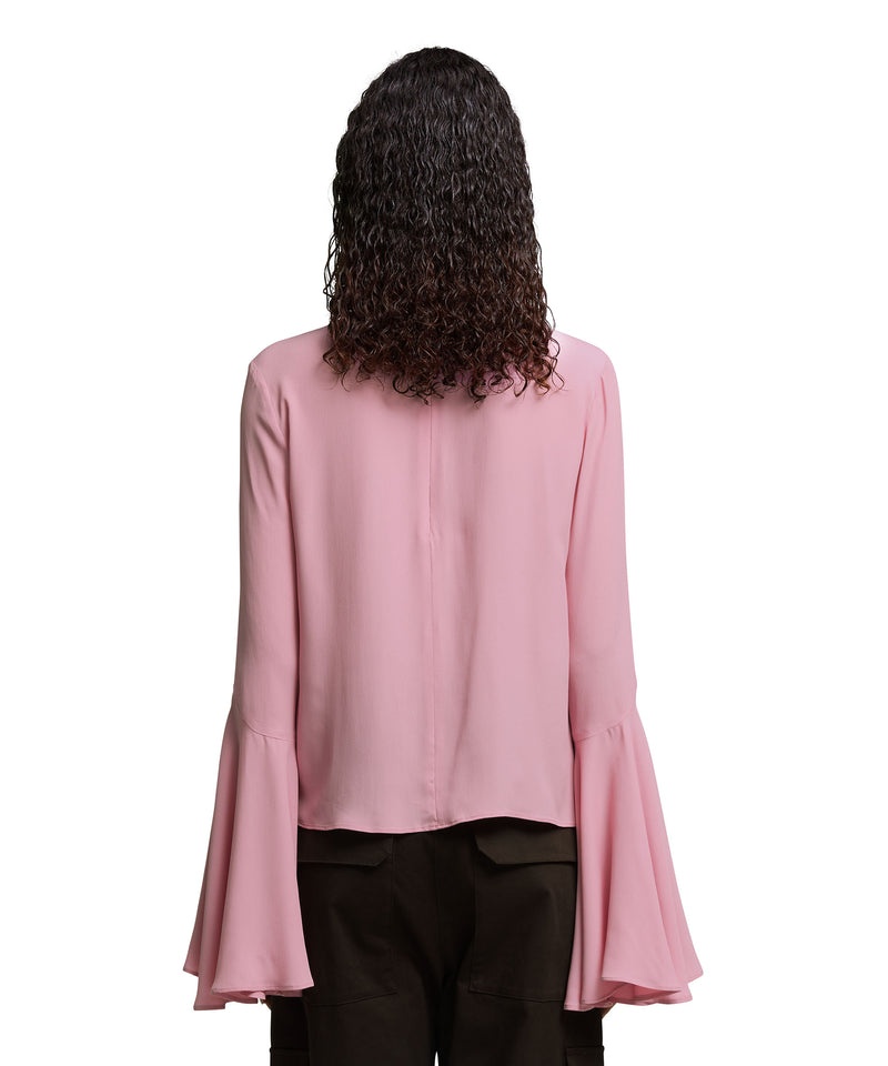 Pink MSGM Blended Silk Fluid Crepe De Chine Draped Top | USA_MSGM66819