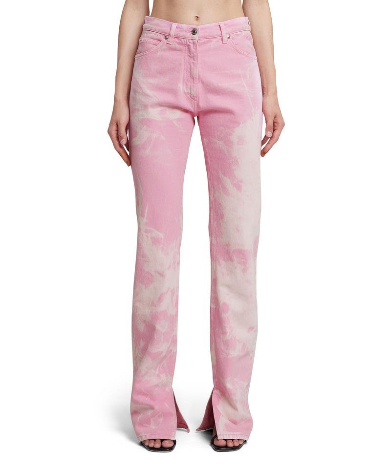 Pink MSGM Bull Cotton Pants With Marbleized Tie-dye Treatment | USA_MSGM95457