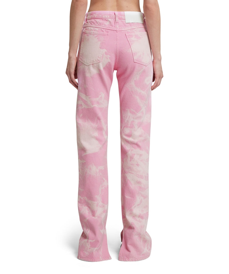 Pink MSGM Bull Cotton Pants With Marbleized Tie-dye Treatment | USA_MSGM95457