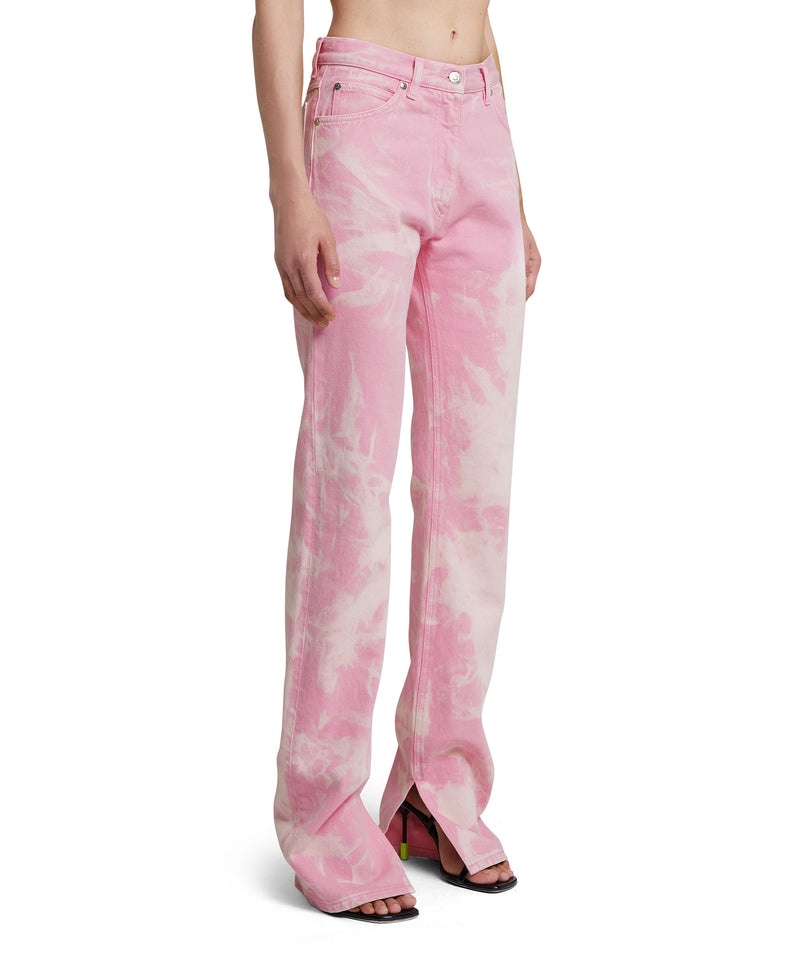 Pink MSGM Bull Cotton Pants With Marbleized Tie-dye Treatment | USA_MSGM95457