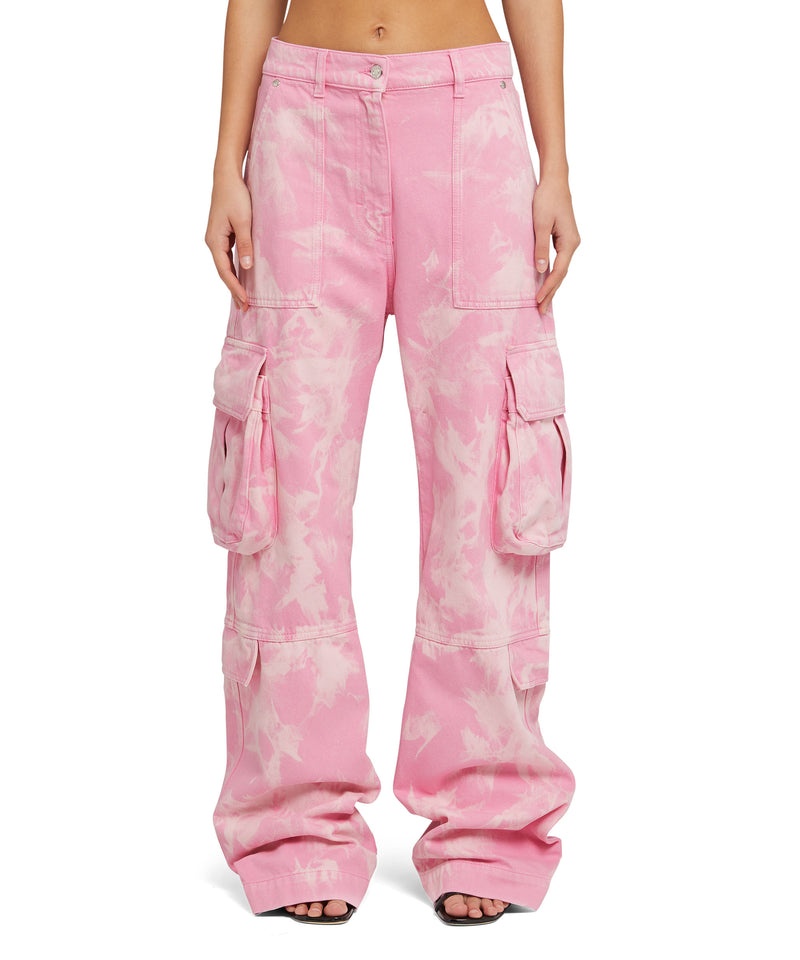 Pink MSGM Cargo Pants With Marbleized Tie-dye Treatment | USA_MSGM94802