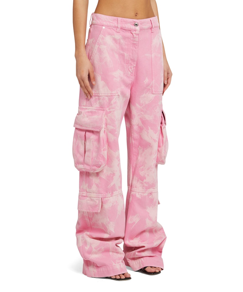 Pink MSGM Cargo Pants With Marbleized Tie-dye Treatment | USA_MSGM94802