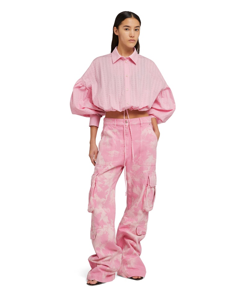 Pink MSGM Cargo Pants With Marbleized Tie-dye Treatment | USA_MSGM94802