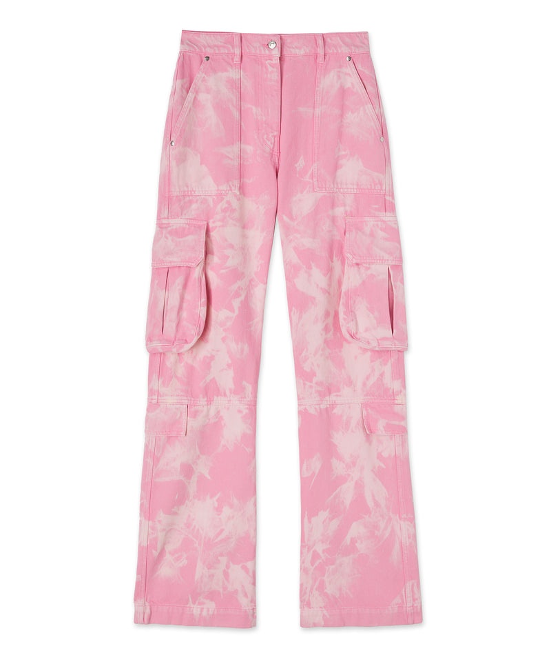 Pink MSGM Cargo Pants With Marbleized Tie-dye Treatment | USA_MSGM94802