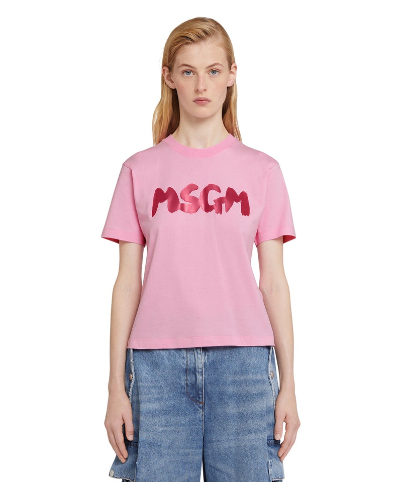 Pink MSGM Cotton Crewneck New Msgm Brushed Logo | USA_MSGM17880