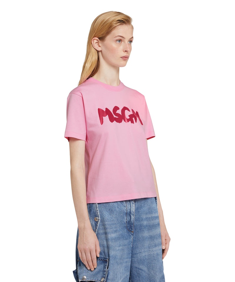 Pink MSGM Cotton Crewneck New Msgm Brushed Logo | USA_MSGM17880