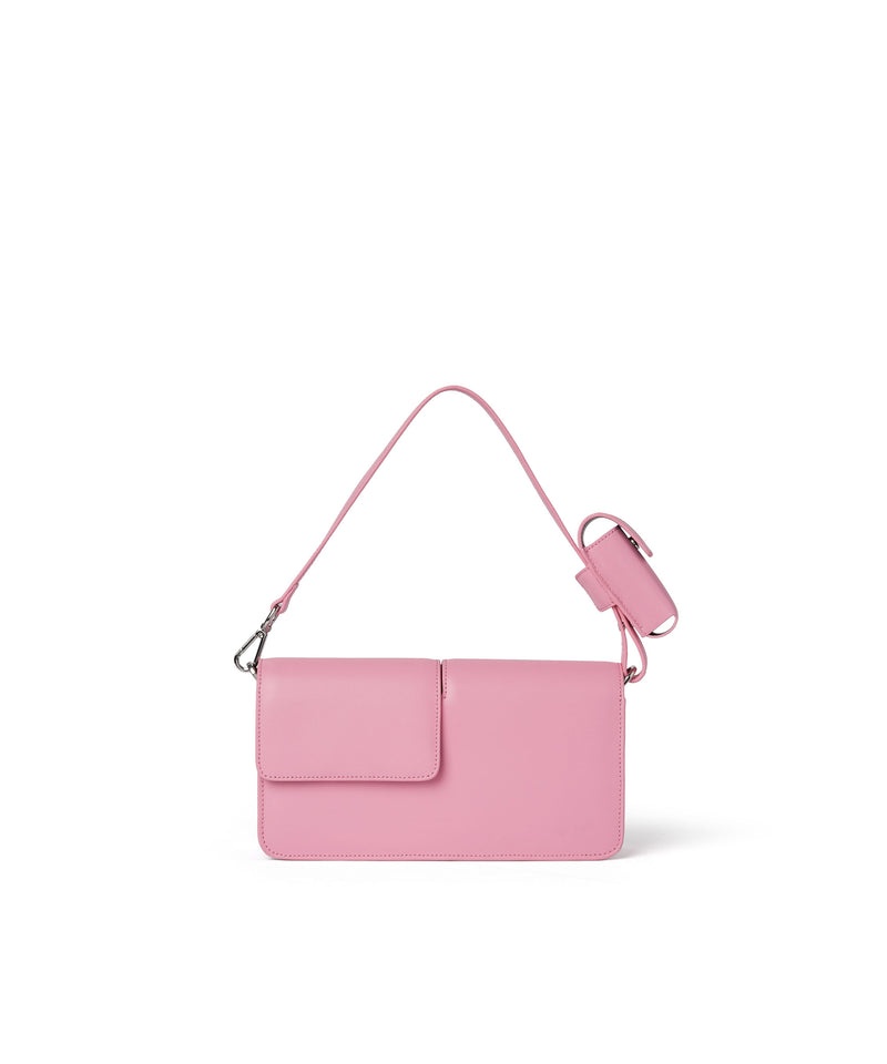 Pink MSGM Double Flap Baguette Bag With Metallic Logo | USA_MSGM68383